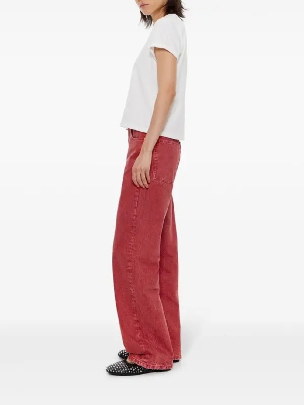NWT BIMBA Y LOLA Red Acid Wash Baggy Fit High Waisted Jeans Size EUR 36 / S